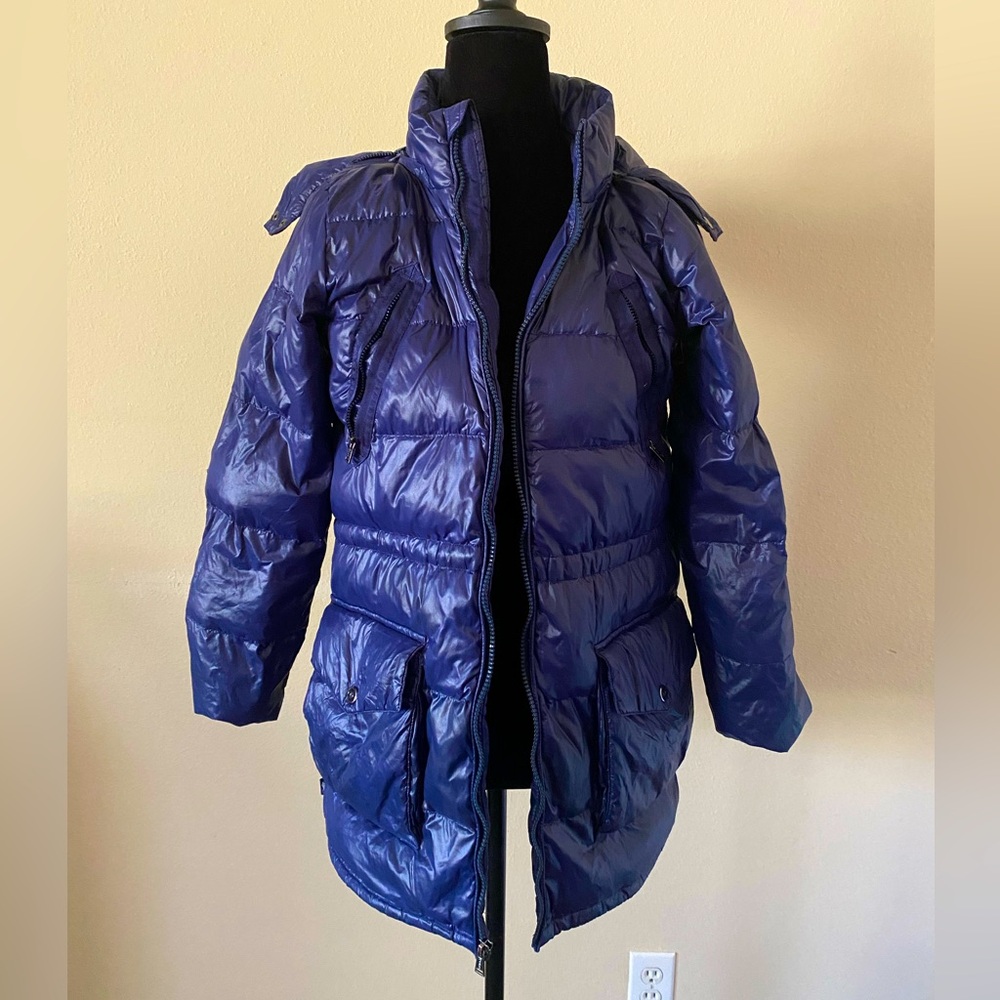 Polo Ralph Lauren Blue Puffer Jacket, Size 12-14, 
75% WHITE DUCK DOWN